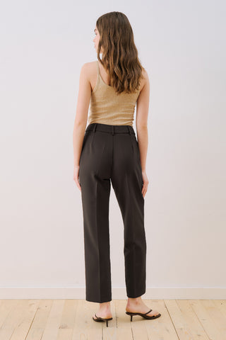 Cropped Straight Trousers Brown
