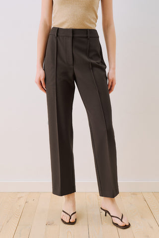 Cropped Straight Trousers Brown