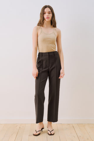 Cropped Straight Trousers Brown