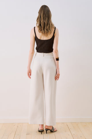Wrap Front Fabric Trousers Ecru