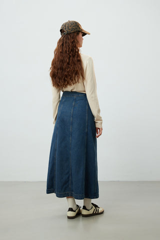 Wrap Denim Skirt Blue