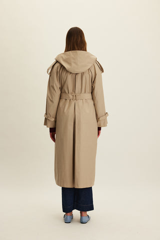 Tokyo Hooded Trench Coat Camel