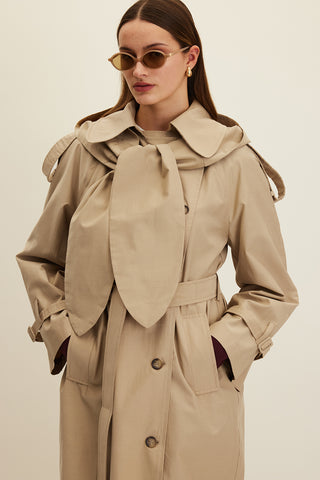 Tokyo Hooded Trench Coat Camel