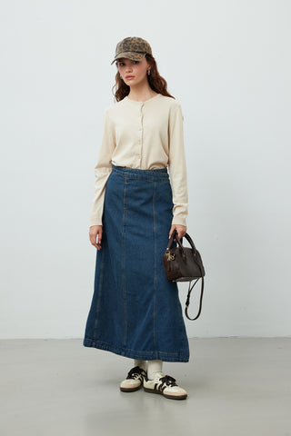 Wrap Denim Skirt Blue