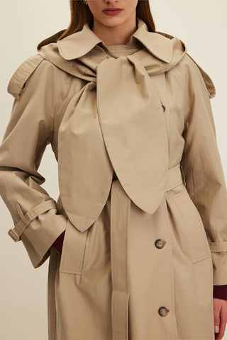 Tokyo Hooded Trench Coat Camel