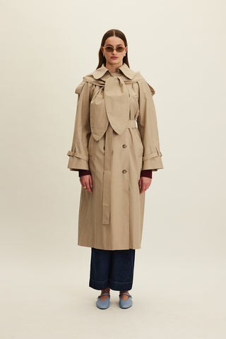 Tokyo Hooded Trench Coat Camel