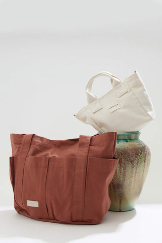 Multi-Pocket Canvas Bag Brown