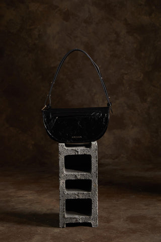 Vintage Oval Kapaklı Çanta Siyah