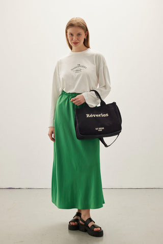 Satin Skirt Green