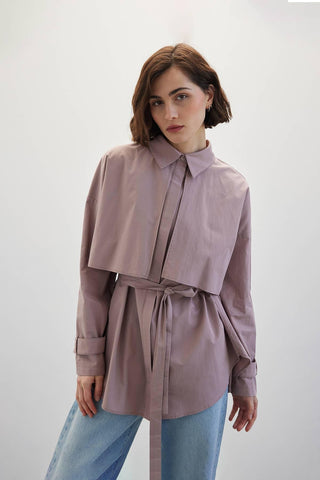 Belted Trench Shirt Dusty Rose