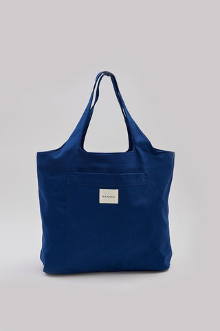 Canvas Bag With Large Pockets Navy Blue
