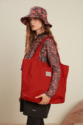 Canvas Bag With Large Pockets Red