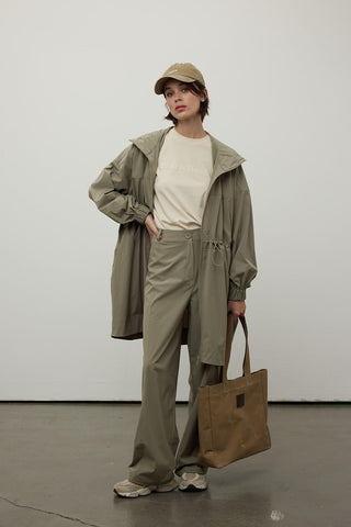 Oversize Lightweight Hooded Jacket Khaki