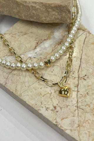 Pearl Chain Necklace Light Yellow