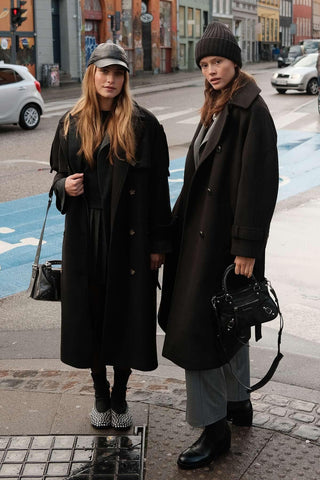 Danish Cachet Double-Breasted Coat Black