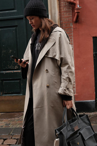 Trench Coat With Detachable Storm Flap Desert Sand