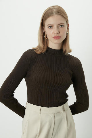 Basic Knitwear Bodysuit Dark Brown