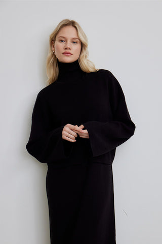 Knitwear Crop Blouse Black