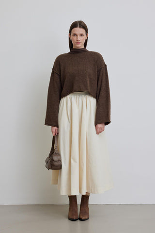 Soft Textured Crop Sweater Brown